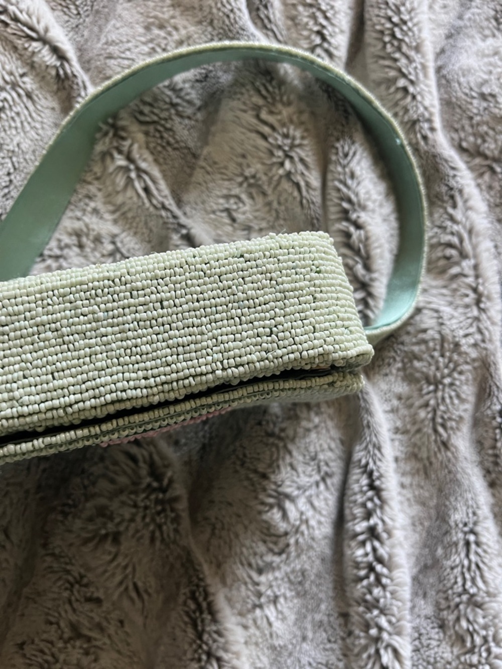 Beaded Mint Green Shoulder Bag with Pink Golf Cart Motif viral TikTok - Picture 11 of 16